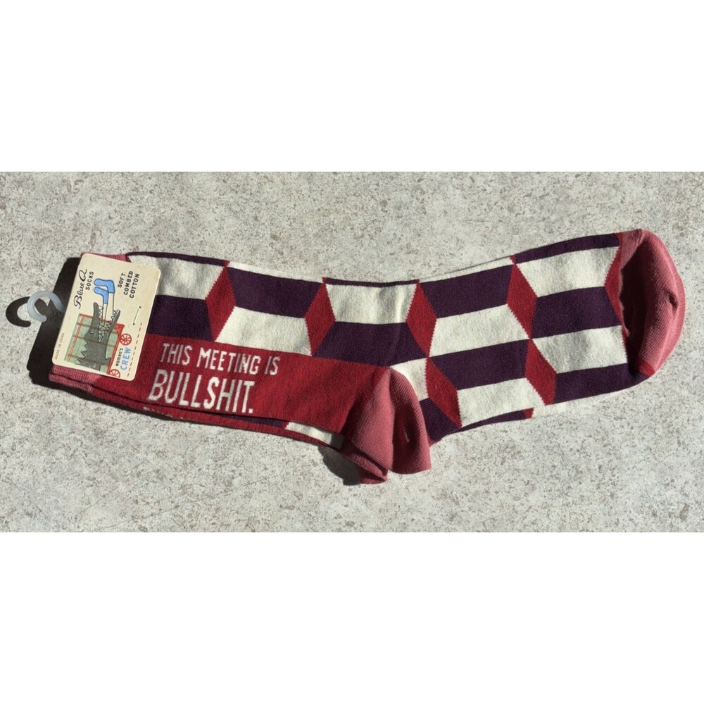 "This Meeting is Bulls#*t" Woman's Socks by Blue Q ~ Size 5-10 ~ NEW & Geometric